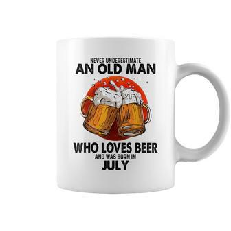 Never Underestimate An Old Man Who Loves Beer Born In July Coffee Mug - Seseable