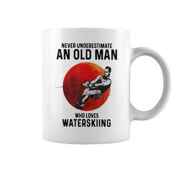 Never Underestimate An Old Man Who Loves Water Skiing Old Man Funny Gifts Coffee Mug | Mazezy