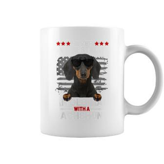Never Underestimate An Old Man With A Dachshund Dog Dad Old Man Funny Gifts Coffee Mug | Mazezy