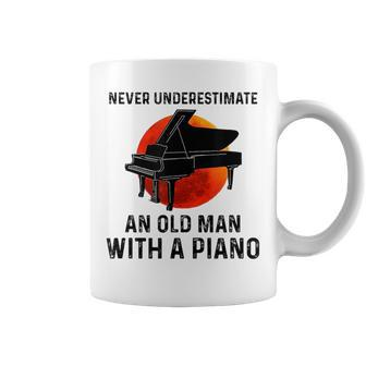 Never Underestimate An Old Man With A Piano Musician Old Man Funny Gifts Coffee Mug | Mazezy