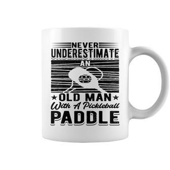 Never Underestimate An Old Man With A Pickleball Paddle Men Coffee Mug - Seseable