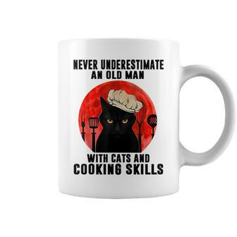 Never Underestimate An Old Man With Cats And Cooking Skills Old Man Funny Gifts Coffee Mug | Mazezy