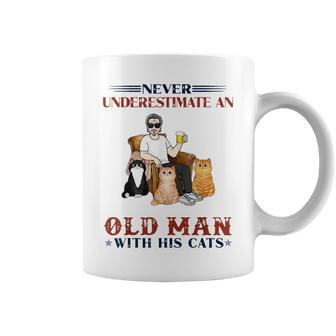 Never Underestimate An Old Man With His Cats Coffee Mug - Seseable