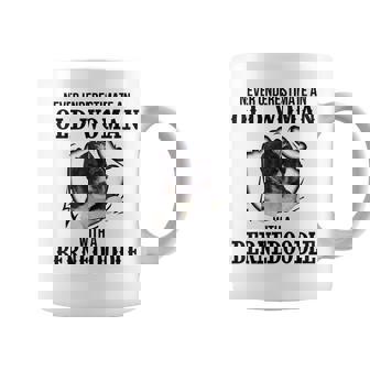 Never Underestimate An Old Woman With A Bernedoodle Old Woman Funny Gifts Coffee Mug | Mazezy