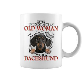 Never Underestimate An Old Woman With A Dachshund Coffee Mug - Seseable