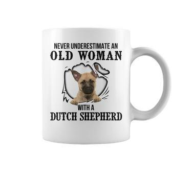 Never Underestimate An Old Woman With A Dutch Shepherd Coffee Mug - Seseable