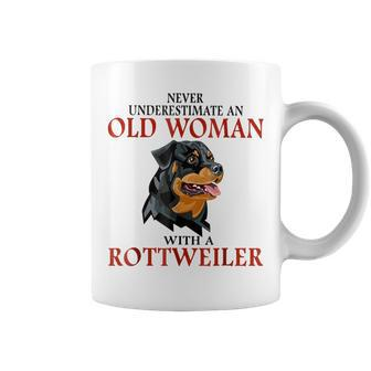 Never Underestimate An Old Woman With A Rottweiler Coffee Mug - Seseable