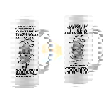 Never Underestimate An Old Woman With A Shihpoo Old Woman Funny Gifts Coffee Mug | Mazezy