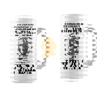 Never Underestimate An Old Woman With A Vizsla Old Woman Funny Gifts Coffee Mug | Mazezy