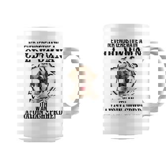 Never Underestimate An Old Woman With An Anatolian Shepherd Old Woman Funny Gifts Coffee Mug | Mazezy
