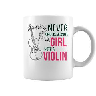Never Underestimate Girl With A Violin Music Lovers Gift Violin Funny Gifts Coffee Mug | Mazezy