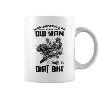 Never Underestimate Old Man Motocross Off Road Dirt Bike Coffee Mug - Seseable