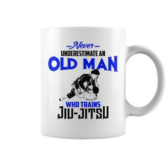 Never Underestimate Old Man Who Trains Jiujitsu Funny Gift Coffee Mug - Seseable