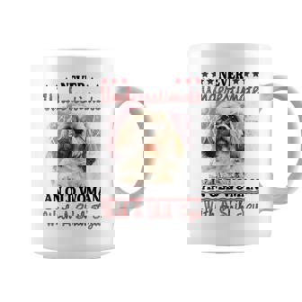 Never Underestimate Old Woman With A Shih Tzu Puppy Face Old Woman Funny Gifts Coffee Mug | Mazezy