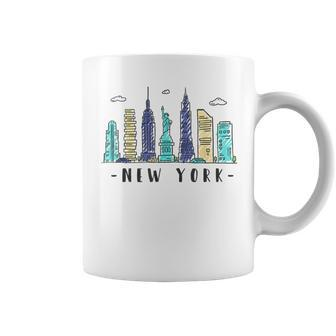 New York City Nyc Skyline Ny Watercolor Souvenir Coffee Mug | Mazezy