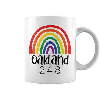 Oakland 248 Detroit Area Code Rainbow Gay Pride Coffee Mug | Mazezy