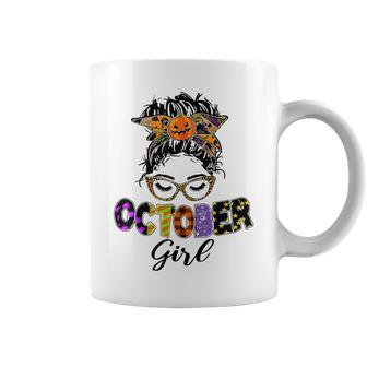 October Girl Halloween Messy Bun October Birthday Coffee Mug | Mazezy DE