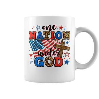 One Nation Patriotic Under God Flag 4Th Of July Christian Coffee Mug | Mazezy