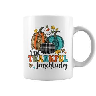 One Thankful Lunch Lady School Pumpkins Thanksgiving Fall Thanksgiving Coffee Mug | Mazezy