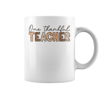 One Thankful Teacher Fall Thanksgiving Teacher Coffee Mug - Seseable