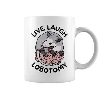 Opossum Screaming Live Laugh Lobotomy Coffee Mug - Monsterry AU