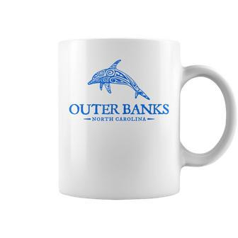 Outer Banks North Carolina Dolphin Retro Throwback Souvenir Coffee Mug | Mazezy
