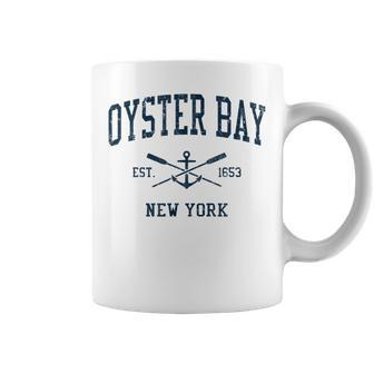 Oyster Bay Ny Vintage Navy Crossed Oars & Boat Anchor Coffee Mug | Mazezy