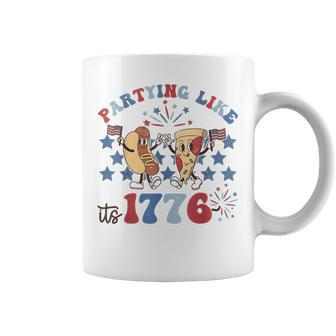 Partying Like It’S 1776 Pizza Hotdog Usa Flag 4Th Of July Coffee Mug | Mazezy