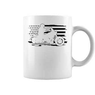 Patriotic Motorcycle Vintage American Us Flag Biker Coffee Mug | Mazezy