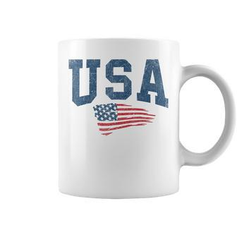 Patriotic Usa Women Men Kids Distressed American Flag Coffee Mug | Mazezy