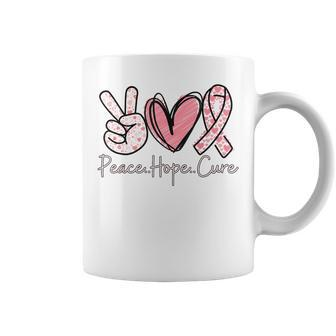 Peace Hope Cure Breast Cancer Awareness Family Support Pink Coffee Mug - Monsterry CA
