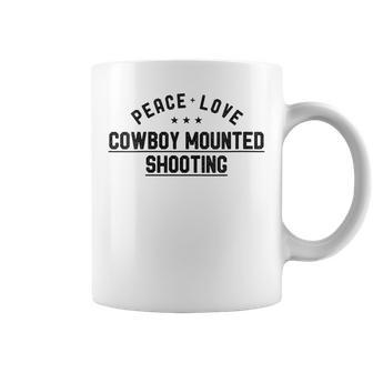 Peace Love Cowboy Mounted Shooting Vintage Coffee Mug | Mazezy