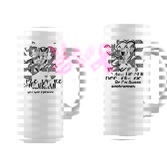 Peace Love Cure Breast Cancer Pink Ribbon Awareness Coffee Mug | Seseable CA