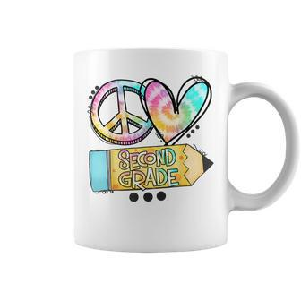 Peace Love Second Grade Tie-Dye Student Teacher Coffee Mug - Monsterry