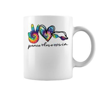 Peace Love Swim Tie Dye Swimmer Swimming Gifts Summer Trip Coffee Mug - Seseable