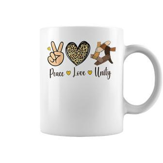 Peace Love Unity Vintage Leopard Unity Day Be Kind Hippie Coffee Mug - Seseable