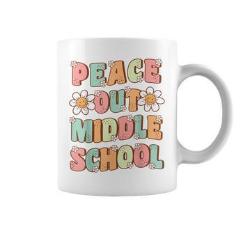 Peace Out Middle School Graduation Groovy Last Day Of School Coffee Mug | Mazezy DE