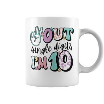 Peace Out Single Digits Im 10 Cute Retro 10Th Birthday Ten Gift For Women Coffee Mug - Thegiftio UK