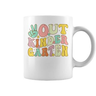 Peace Sign Out Kindergarten Groovy Last Day Of School Coffee Mug | Mazezy