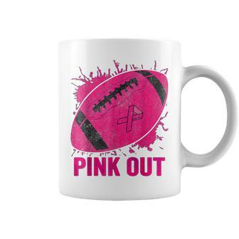 Pink Out Breast Cancer Awareness Football Breast Cancer Coffee Mug - Seseable