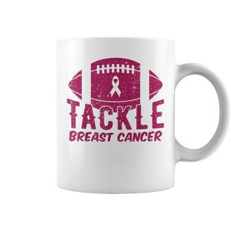 Pink Breast Cancer Football Tackle Breast Cancer Coffee Mug - Seseable