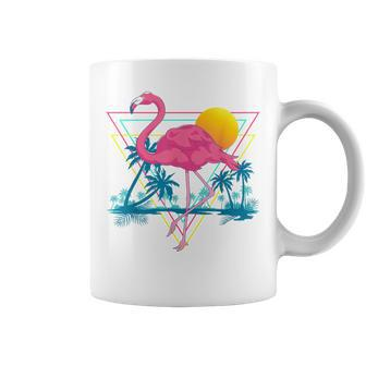 Pink Flamingo Beach Summer Vibes Palm Trees Tropical Summer Coffee Mug | Mazezy