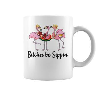 Pink Flamingos Be Sippin Summer Vibe Coffee Mug | Mazezy