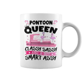 Pontoon Queen Classy Sassy And A Bit Smart Assy Boat Captain Coffee Mug | Mazezy
