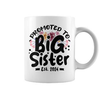 Promoted To Big Sister 2024 Cute Big Sister Kids Floral Coffee Mug - Seseable