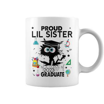 Proud Lil Sister Of A Class Of 2023 Graduate Funny Black Cat Coffee Mug | Mazezy