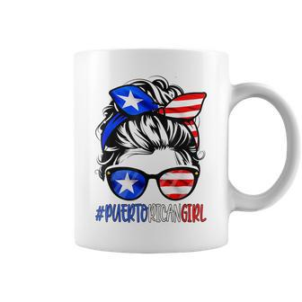 Puerto Rican Girl Messy Bun Hair Puerto Rico Flag Pride Cute Coffee Mug | Mazezy