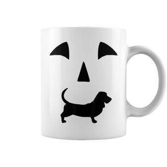 Pumpkin Basset Hound Dog Halloween Coffee Mug | Mazezy