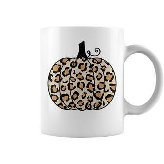Pumpkin Leopard Print Cheetah Fall Graphic Thanksgiving Coffee Mug - Seseable