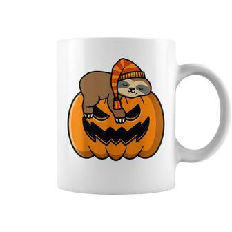 Pumpkin With Sloth Happy Halloween Fall Themed Costume Happy Halloween Coffee Mug | Mazezy
